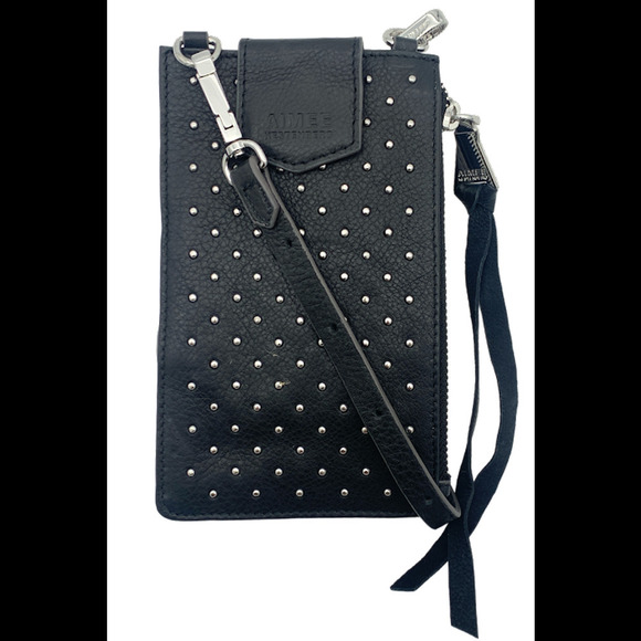 Aimee Kestenberg Leather Crossbody with Extra Strap Black with Studs - Picture 1 of 3